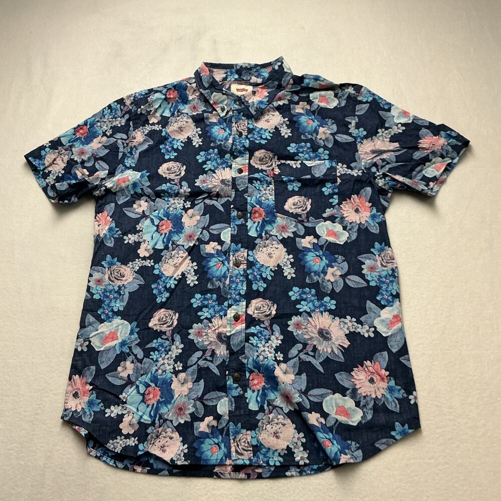 Levi’s Mens Short Sleeve Floral Hawaiian Button Down Shirt Size L , 4044